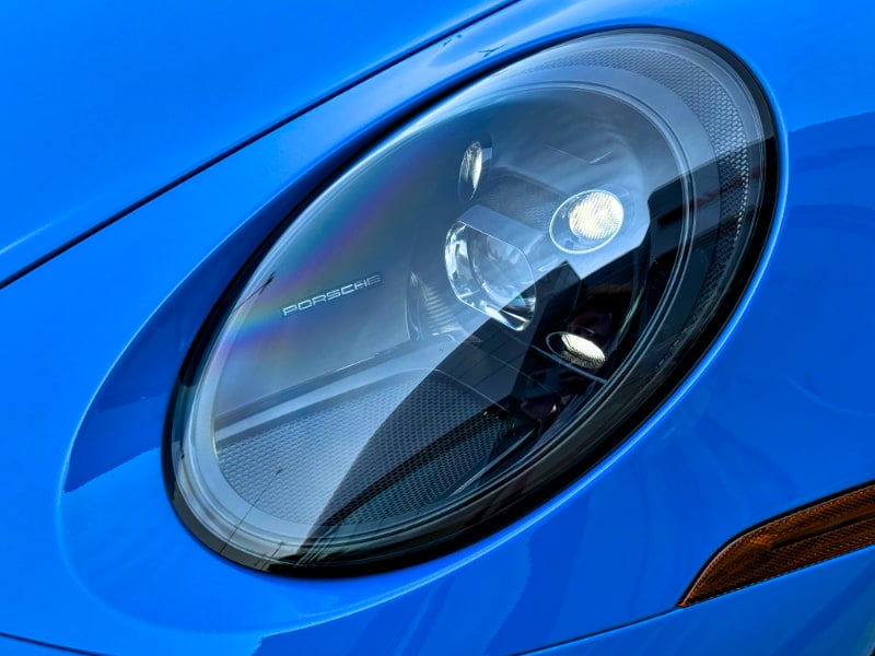 Blue Porscha Headlamp Detail
